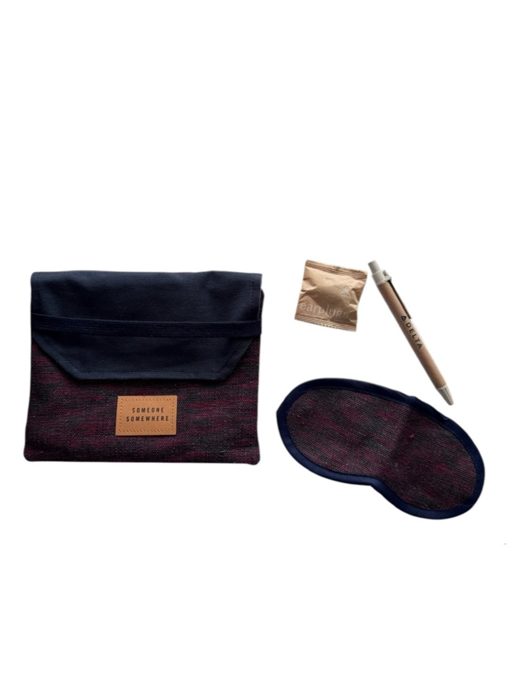 Someone Somewhere Delta Travel Kit Pouch Eye Mask Set